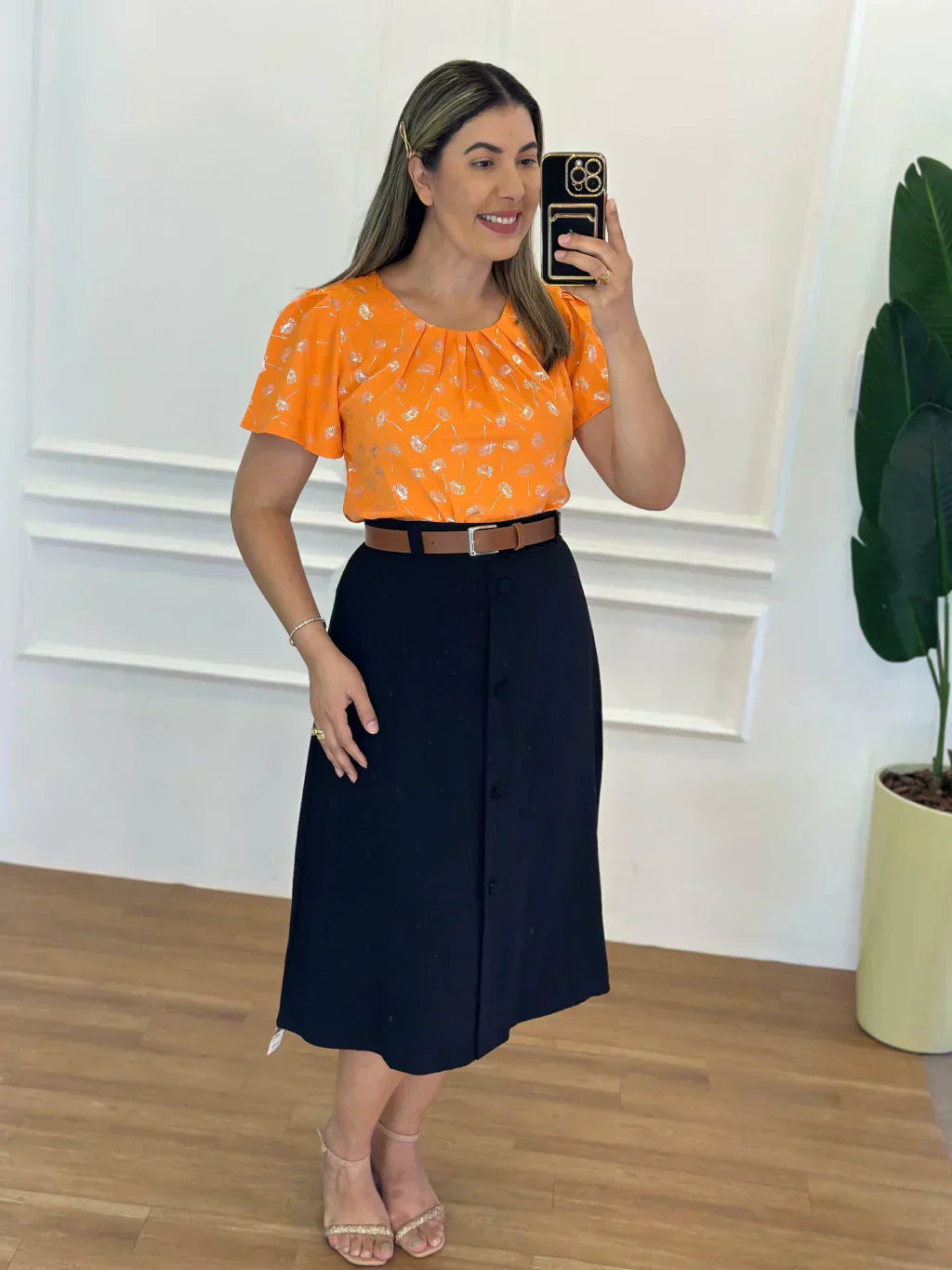 Conjunto Saia Midi Preta